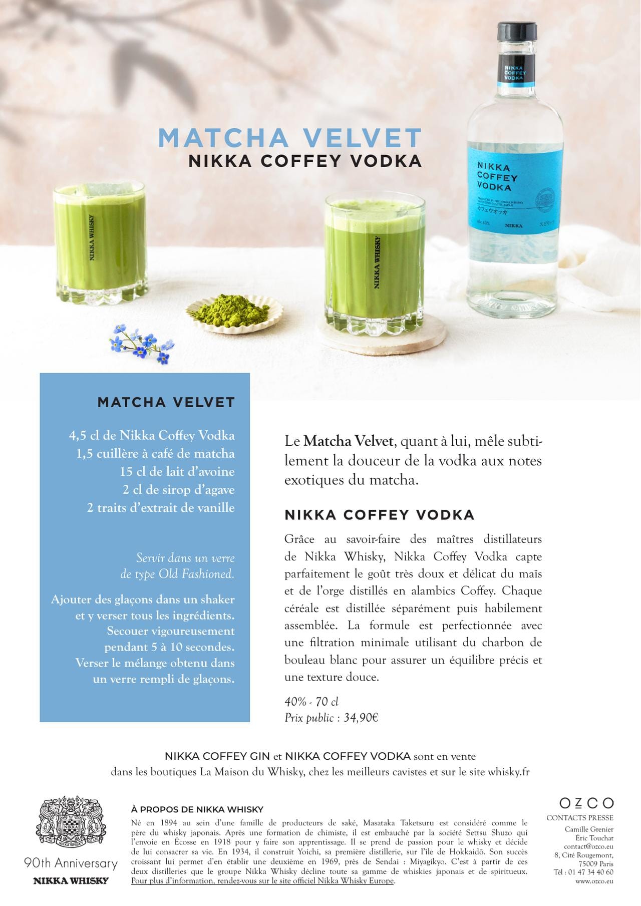 Blossom Fizz et Matcha Velvet, les cocktails créations Nikka Whisky aux saveurs estivales